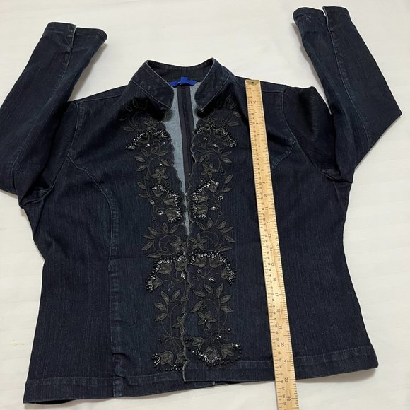 Tabi Vintage Denim Jacket with embroidery and beadwork Size L - Picture 6 of 6